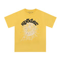 Sp5der Black Logo & White Spider Web Graphic Yellow Short Sleeve T-Shirt