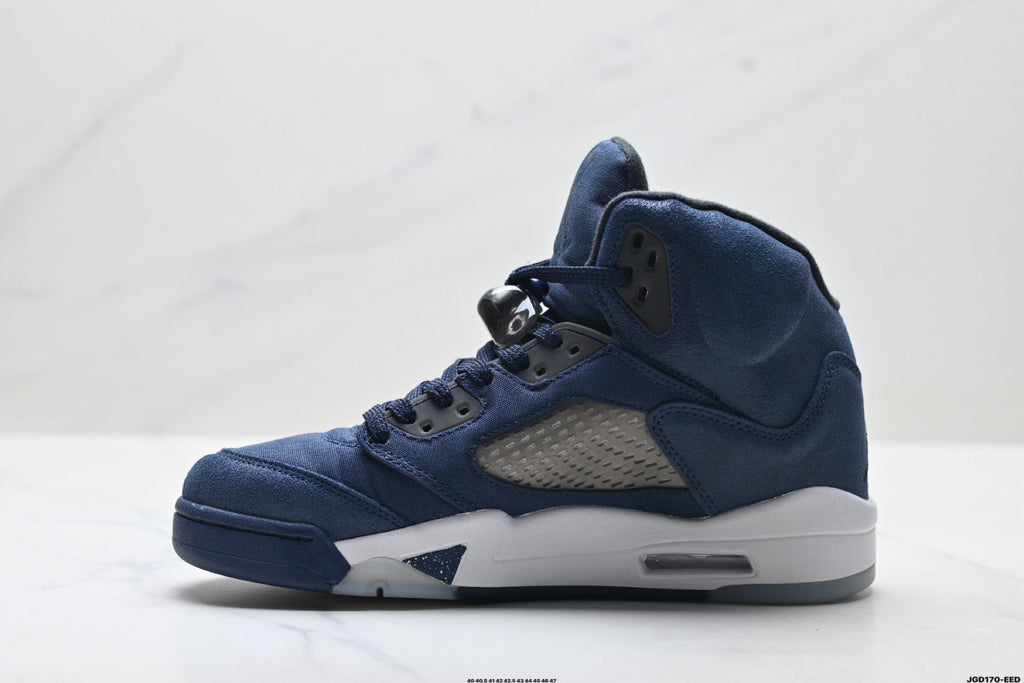 Air Jordan 5 Retro Navy Blue White Sneakers