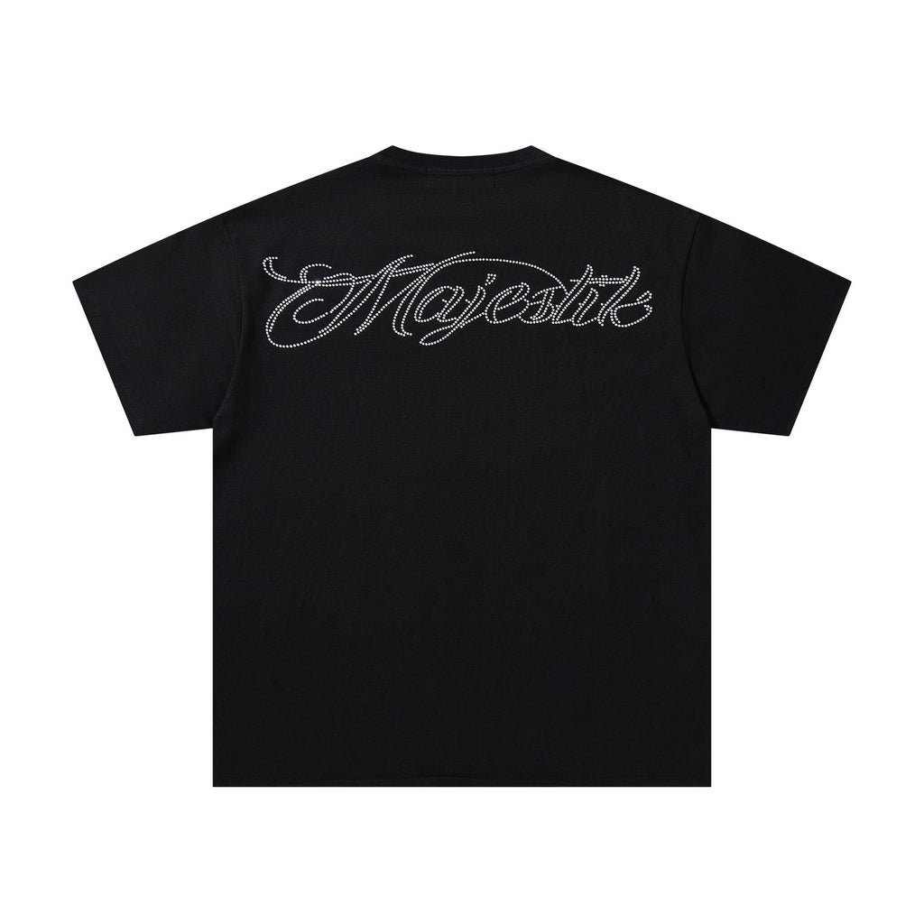 MAJESTIK Blue-Green Front & Script Back Graphic T-Shirt
