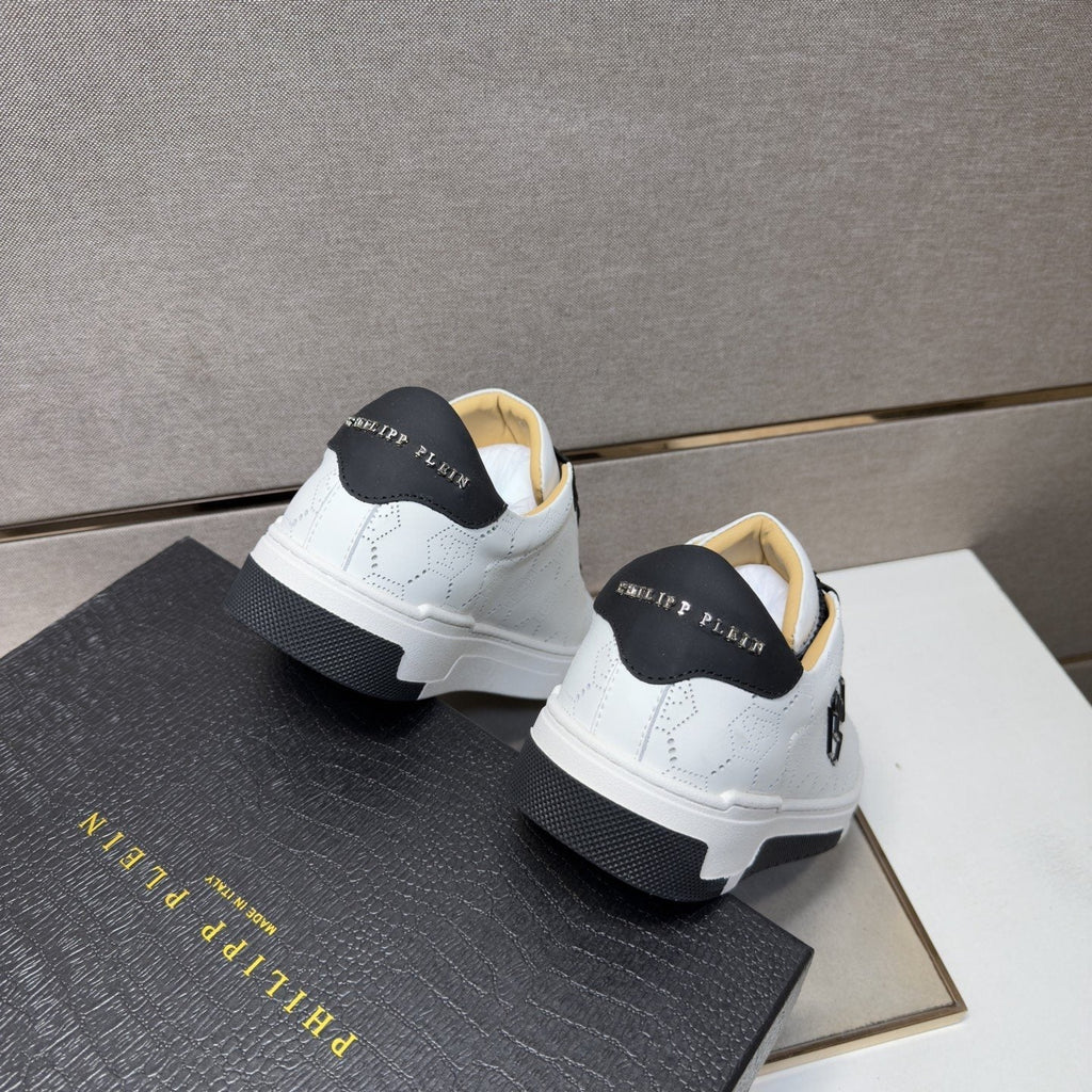 Philipp Plein Men's Textured Low-Top Sneakers - Metallic-Look Collar Accents